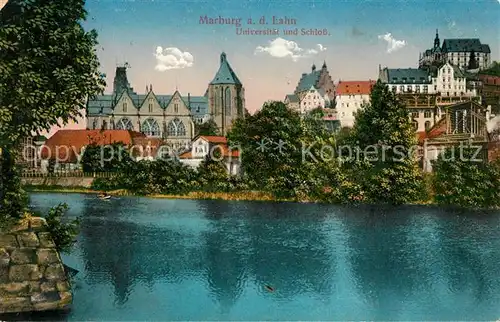 AK / Ansichtskarte Marburg_Lahn Blick ueber die Lahn Universitaet Schloss Marburg_Lahn