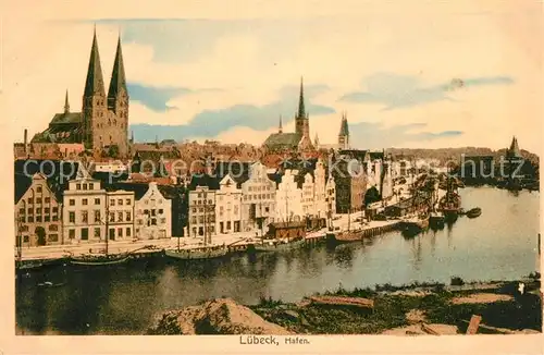 AK / Ansichtskarte Luebeck Panorama Hafen Luebeck