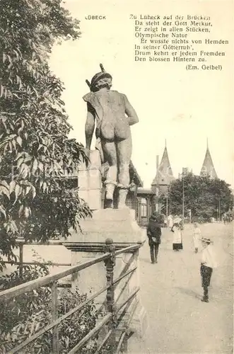 AK / Ansichtskarte Luebeck Auf den Bruecken Gott Merkur Luebeck