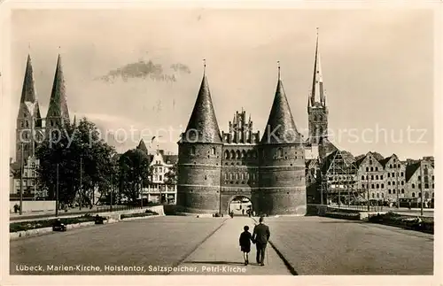 AK / Ansichtskarte Luebeck Marien Kirche Holstentor Salzspeicher Petrikirche Luebeck