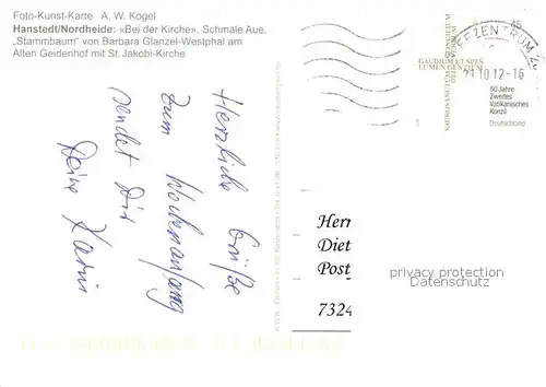 AK / Ansichtskarte Hanstedt_Nordheide Park Kirche Denkmal Stammbaum  Hanstedt_Nordheide