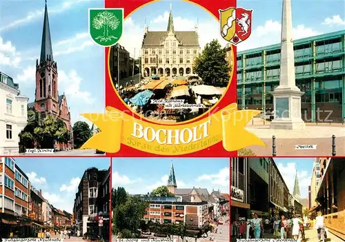 AK / Ansichtskarte Bocholt_Westfalen Evangelische Kirche Georg Kirche Obelisk Rathaus  Bocholt_Westfalen