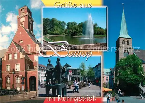 AK / Ansichtskarte Bottrop Kirche Rathaus Denkmal Springbrunnen Bottrop