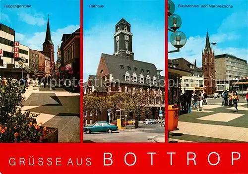 AK / Ansichtskarte Bottrop Fussgaengerzone Rathaus Busbahnhof Martinskirche Bottrop