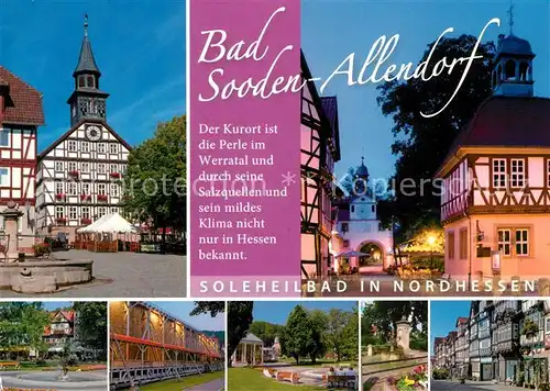 AK / Ansichtskarte Bad_Sooden Allendorf Rathaus Fachwerkhaeuser Salinen Kurpark Bad_Sooden Allendorf