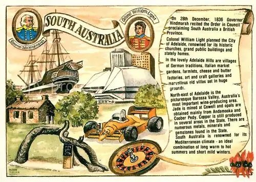 AK / Ansichtskarte Adelaide Gouverneur William Light Rennwagen Adelaide