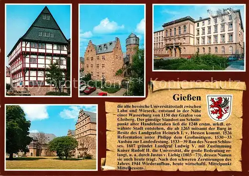 AK / Ansichtskarte Giessen_Lahn Burgmannenhaus Altes Schloss Justus Liebig Universitaet Zeughaus neues Schloss Giessen_Lahn