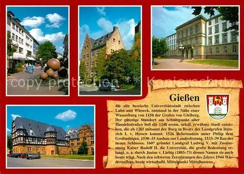 AK / Ansichtskarte Giessen_Lahn Kreuzplatz Altes Schloss Justus Liebig Universitaet Zeughaus Neues Schloss Giessen_Lahn