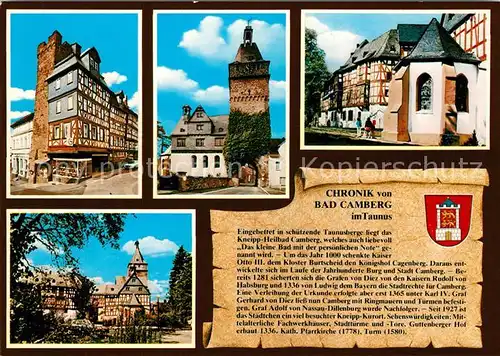AK / Ansichtskarte Bad_Camberg Amthof Haus Sadony Stadtturm Fachwerkhaeuser Chronik Bad_Camberg