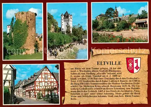 AK / Ansichtskarte Eltville_Rhein Burg Sebastianturm Stadtkirche Fachwerkhaeuser Eltville_Rhein