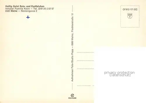 AK / Ansichtskarte Mainz_Rhein Heilig Geist Restaurant Kellerstuben Mainz Rhein