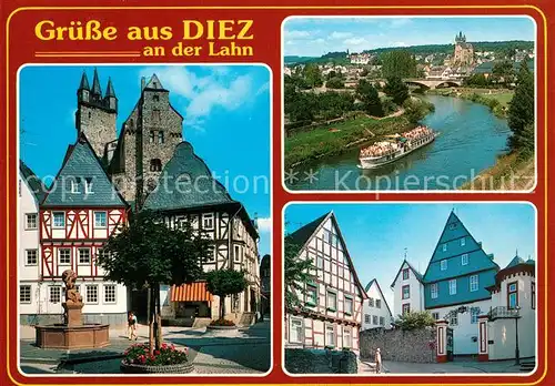 AK / Ansichtskarte Diez_Lahn Kirche Ausflugsschiff Fachwerk Diez_Lahn