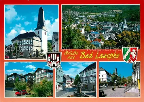 AK / Ansichtskarte Laasphe_Bad Kirche Brunnen Fachwerk Laasphe_Bad
