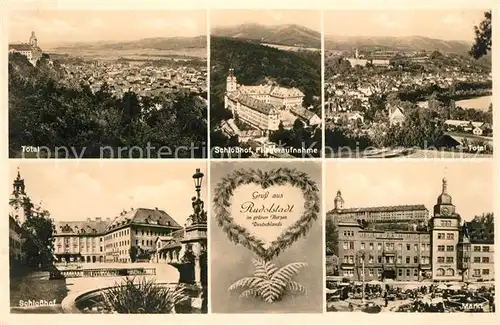 AK / Ansichtskarte Rudolstadt Total Markt Herz Schlosshof Schloss Fliegeraufnahme Rudolstadt