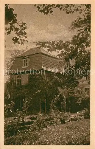 AK / Ansichtskarte Weimar_Thueringen Goethes Stadtgarten am Frauenplan Pavillon Goethes Steinsammlung Weimar Thueringen