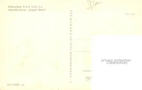 AK / Ansichtskarte Bad_Sulza Volkssolbad Jugendherberge August Bebel Bad_Sulza