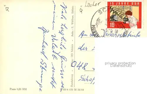 AK / Ansichtskarte Schleiz Oberschule Rathaus Altmarkt Bergkirche Neumarkt Kreisratgebaeude Schleiz