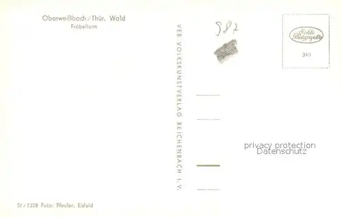 AK / Ansichtskarte Oberweissbach Froebelturm mit Berggaststaette Rudolf Henkel Oberweissbach