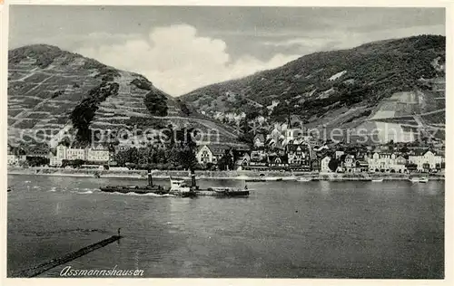 AK / Ansichtskarte Assmannshausen Rheindampfer Blick ueber den Rhein Assmannshausen