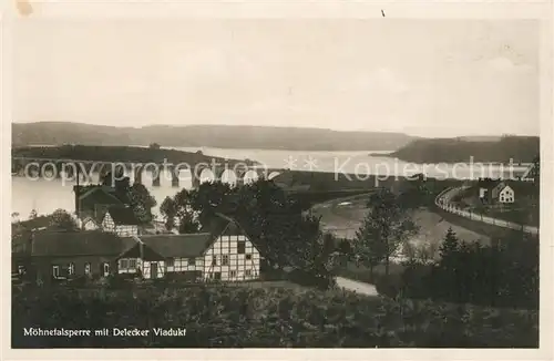 AK / Ansichtskarte Moehnetalsperre mit Delecker Viadukt Moehnetalsperre