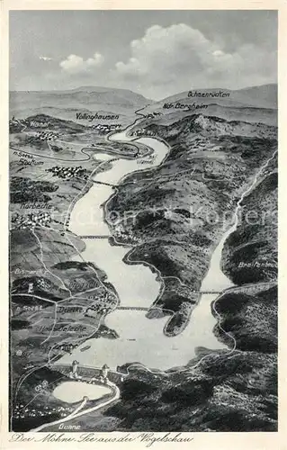 AK / Ansichtskarte Moehnetalsperre Moehnesee aus der Vogelschau Moehnetalsperre