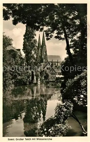 AK / Ansichtskarte Soest_Arnsberg Grosser Teich Wiesenkirche Soest_Arnsberg