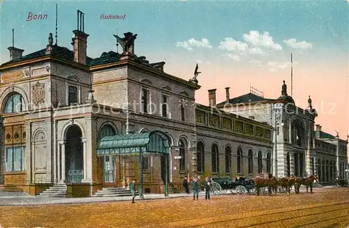 AK / Ansichtskarte Bonn_Rhein Bahnhof Pferdedroschken Bonn_Rhein