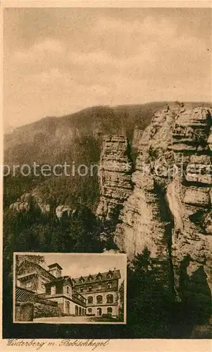 AK / Ansichtskarte Bad_Schandau Winterberg mit Probischkegel Berggasthof Felsen Bad_Schandau