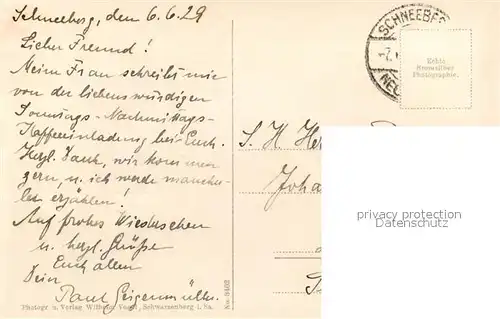 AK / Ansichtskarte Schneeberg_Erzgebirge Ortsansicht mit Kirche Schneeberg Erzgebirge