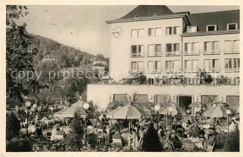 AK / Ansichtskarte Oberschlema_Erzgebirge Hotelgarten Radiumbad Oberschlema_Erzgebirge