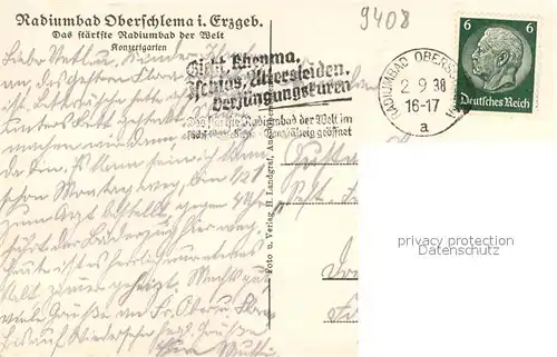 AK / Ansichtskarte Oberschlema_Erzgebirge Konzertgarten Radiumbad Oberschlema_Erzgebirge