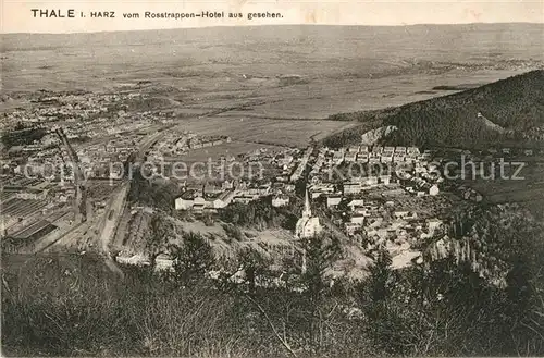 AK / Ansichtskarte Thale_Harz Panorama Blick vom Rosstrappen Hotel aus gesehen Thale_Harz