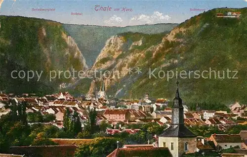AK / Ansichtskarte Thale_Harz Stadtpanorama Hexentanzplatz Bodetal Rosstrappe Thale_Harz