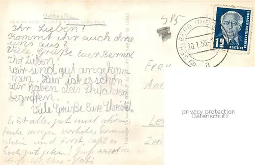 AK / Ansichtskarte Gehlberg Blick ins wilde Geratal mit Jonny Scheer Heim Gehlberg