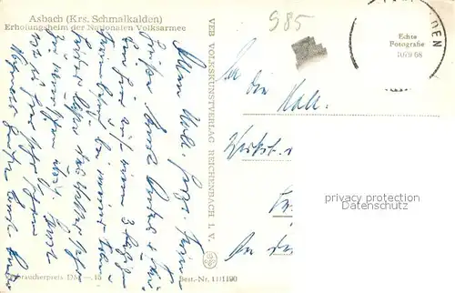 AK / Ansichtskarte Asbach_Schmalkalden Erholungsheim der Nationalen Volksarmee Asbach Schmalkalden