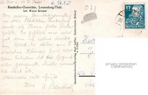 AK / Ansichtskarte Leutenberg_Thueringen Markt Gaststaette Ratskeller Leutenberg Thueringen