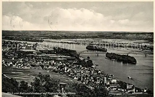 AK / Ansichtskarte Ruedesheim_Rhein Panorama Blick vom Nationaldenkmal Ruedesheim Rhein