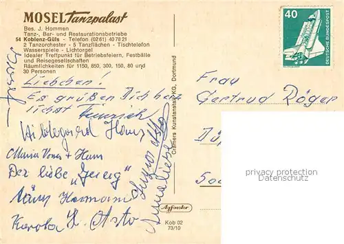 AK / Ansichtskarte Guels_Koblenz Mosel Tanzpalast  Guels_Koblenz