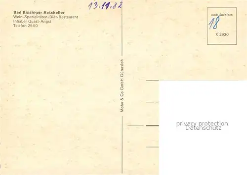 AK / Ansichtskarte Bad_Kissingen Ratskeller Restaurant Bad_Kissingen