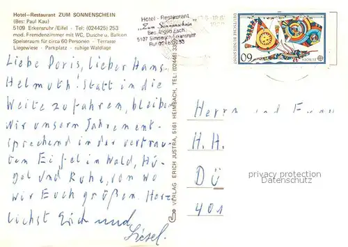 AK / Ansichtskarte Erkensruhr Hotel Restaurant zum Sonnenschein Erkensruhr