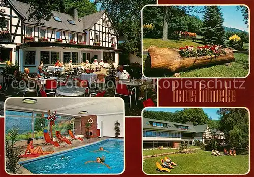 AK / Ansichtskarte Lennestadt Hotel Pension Cafe Haus Hilmeke Schwimmbad Lennestadt