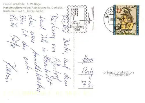 AK / Ansichtskarte Hanstedt_Nordheide Rathausstrasse Dorfteich Kuesterhaus Hanstedt_Nordheide