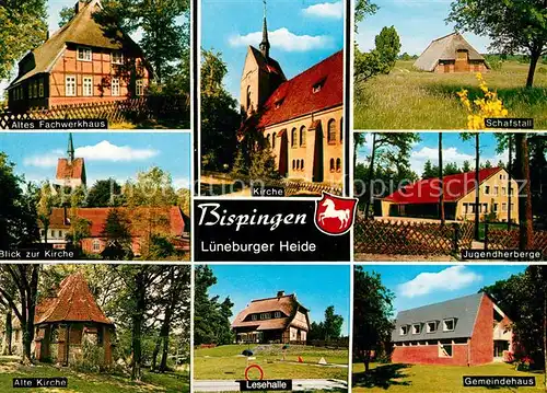 AK / Ansichtskarte Bispingen Jugendherberge Kirche Fachwerk Gemeindehaus Schafstall Bispingen