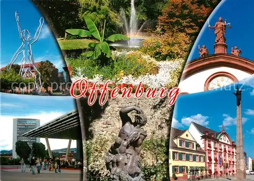 AK / Ansichtskarte Offenburg Denkmaeler Brunnen Stadtansicht Rathaus Offenburg