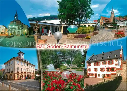 AK / Ansichtskarte Bad_Soden Salmuenster Rathaus Kirche Stadtansichten Park Kurhaus Bad_Soden Salmuenster
