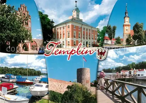 AK / Ansichtskarte Templin Hafen Burg Kirche Rathaus Muehlentor Templin