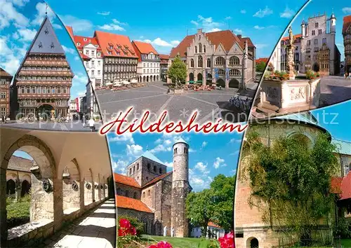 AK / Ansichtskarte Hildesheim Rathaus Knochenhaueramtshaus Marktplatz Rolandsbrunnen Hildesheim