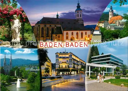 AK / Ansichtskarte Baden Baden Stiftskirche Stadtansichten Nachtaufnahme Baden Baden