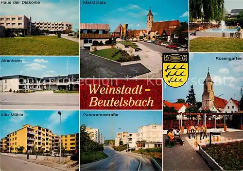 AK / Ansichtskarte Beutelsbach_Weinstadt Haus der Diakonie Marktplatz Altenheim Rosengarten Alte Muehle  Beutelsbach_Weinstadt