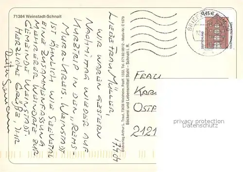 AK / Ansichtskarte Schnait_Weinstadt_Remstal Schnaiter Kirbe Kirche Silchermuseum Gemeindezentrum Schnait_Weinstadt_Remstal